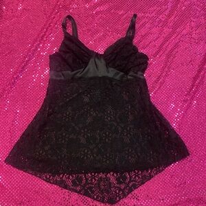 black & purple with lace morbid threads top